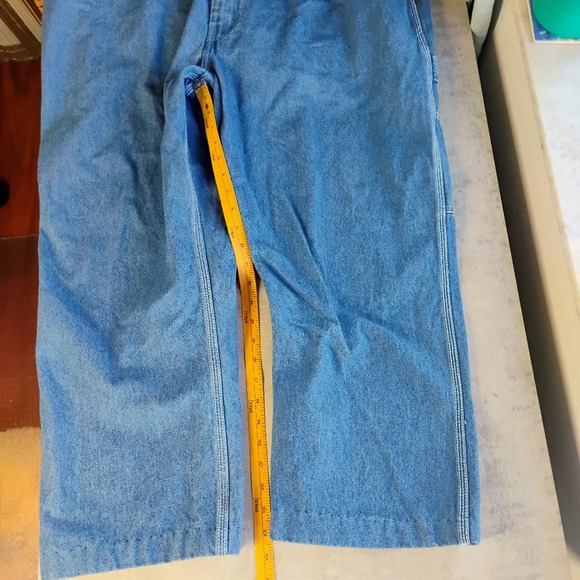 Vintage Big Smith Bib Overalls Blue Denim Carpenter Farmer Men's Size 44x30 - Picture 15 of 16